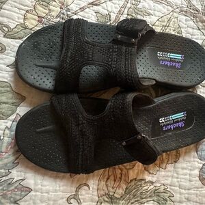Skechers Black Adjustable Strap Slide Sandals